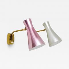  Stilnovo Stilnovo Style Pair Articulating Conical Brass Sconces Wall Lights Italy 1950s - 4061000