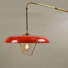  Stilnovo Stilnovo Telescoping Wall Lamp with Red Metal Shade and Counter Weight - 3269559