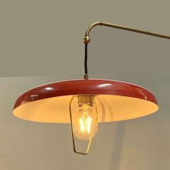  Stilnovo Stilnovo Telescoping Wall Lamp with Red Metal Shade and Counter Weight - 3269563