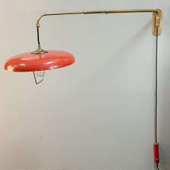 Stilnovo Stilnovo Telescoping Wall Lamp with Red Metal Shade and Counter Weight - 3269606