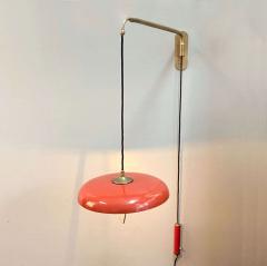  Stilnovo Stilnovo Telescoping Wall Lamp with Red Metal Shade and Counter Weight - 3269715