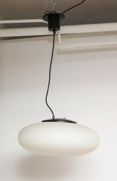  Stilnovo Stilnovo White Glass Suspension Light UFO Chandelier Italy c 1950 60 s - 1246535