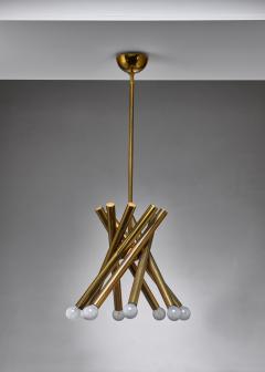  Stilnovo Stilnovo brass chandelier with 8 arms Italy - 1154857