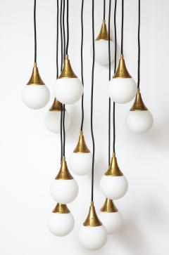  Stilnovo Stilnovo cascading chandelier with twelve opaline glass ball lights - 1023191