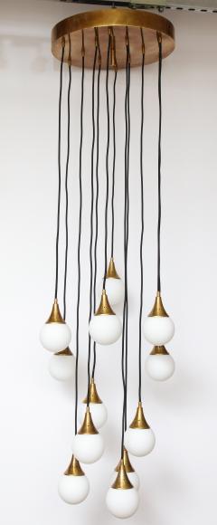  Stilnovo Stilnovo cascading chandelier with twelve opaline glass ball lights - 1023192