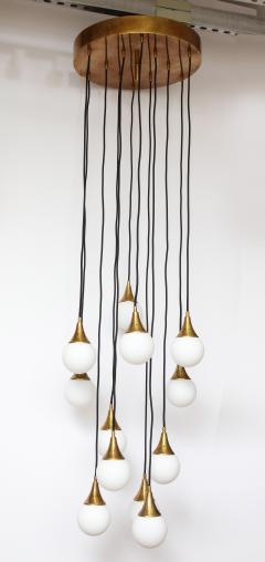  Stilnovo Stilnovo cascading chandelier with twelve opaline glass ball lights - 1023193