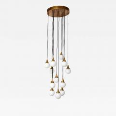  Stilnovo Stilnovo cascading chandelier with twelve opaline glass ball lights - 1023909