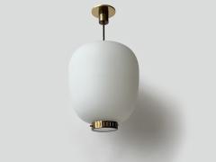  Stilnovo Stilnovo ceiling pendant in opaline glass and brass Italy circa 1960s - 4562093