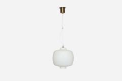 Stilnovo Stilnovo ceiling suspension light Opaline glass Brass Italy 1960s - 4615143