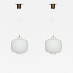  Stilnovo Stilnovo ceiling suspension light Opaline glass Brass Italy 1960s - 4615227
