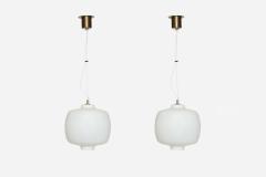  Stilnovo Stilnovo ceiling suspension light Opaline glass Brass Italy 1960s - 4615228