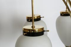  Stilnovo Stilnovo chandelier Mid Century Modern Opaline Glass Brass 1960s - 4470239