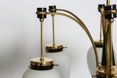  Stilnovo Stilnovo chandelier Mid Century Modern Opaline Glass Brass 1960s - 4470241