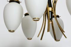  Stilnovo Stilnovo chandelier Mid Century Modern Opaline Glass Brass 1960s - 4470242