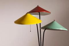 Stilnovo Stilnovo floor lamp in metal with colored lampshades Italy 1950s - 3650941