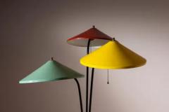  Stilnovo Stilnovo floor lamp in metal with colored lampshades Italy 1950s - 3650942
