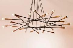  Stilnovo Stilnovo large painted metal and brass twelve arm chandelier italy 1950s - 3696535