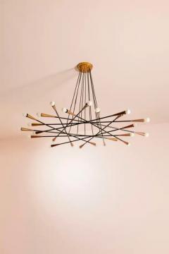  Stilnovo Stilnovo large painted metal and brass twelve arm chandelier italy 1950s - 3696539