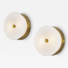  Stilnovo Stilnovo pair of applique in brass and white glass 50s - 3021211