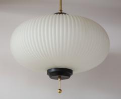  Stilnovo Stilnovo ribbed milk glass globe lantern chandelier - 1023247