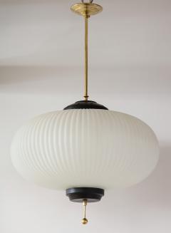  Stilnovo Stilnovo ribbed milk glass globe lantern chandelier - 1023248