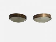  Stilnovo Stilnovo sconces or ceiling lights textured glass and brass Italy circa 1960s - 4450829
