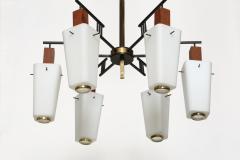  Stilnovo Stilnovo style chandelier Italy opaline glass and brass circa 1960s - 3779206
