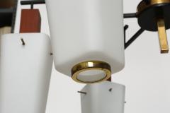  Stilnovo Stilnovo style chandelier Italy opaline glass and brass circa 1960s - 3779208