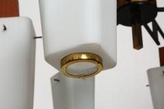  Stilnovo Stilnovo style chandelier Italy opaline glass and brass circa 1960s - 4534527