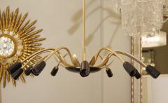  Stilnovo Twelve Arm Stilnovo Style Chandelier in Black Gold and Brass - 138833