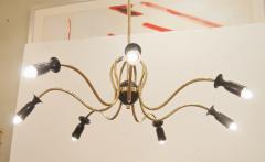  Stilnovo Unusual Stilnovo Style Sinusoidal Chandelier in Brass and Black Enamel - 200543