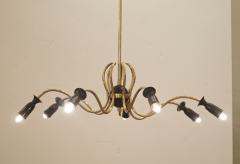  Stilnovo Unusual Stilnovo Style Sinusoidal Chandelier in Brass and Black Enamel - 200546