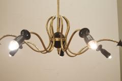  Stilnovo Unusual Stilnovo Style Sinusoidal Chandelier in Brass and Black Enamel - 200548