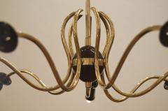  Stilnovo Unusual Stilnovo Style Sinusoidal Chandelier in Brass and Black Enamel - 200549
