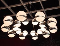  Stilnovo Very Huge Stilnovo Style Murano Glass and Chrome Chandelier - 1033979