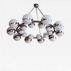  Stilnovo Very Huge Stilnovo Style Murano Glass and Chrome Chandelier - 1034166