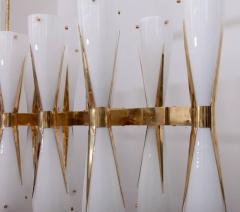  Stilnovo Very Large Murano Glass and Brass Chandelier Attributed to Stilnovo - 553162