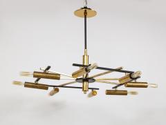  Stilnovo Vintage Mid Century Black and Brass Stilnovo Ceiling Light - 2057764