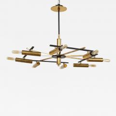  Stilnovo Vintage Mid Century Black and Brass Stilnovo Ceiling Light - 2065016