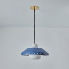  Stockmann Orno 1960s Blue Metal and Opaline Glass Pendant Attributed to Lisa Johansson Pape - 3002625