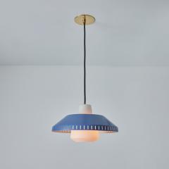  Stockmann Orno 1960s Blue Metal and Opaline Glass Pendant Attributed to Lisa Johansson Pape - 3002626