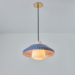  Stockmann Orno 1960s Blue Metal and Opaline Glass Pendant Attributed to Lisa Johansson Pape - 3002627