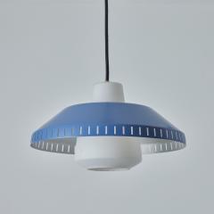  Stockmann Orno 1960s Blue Metal and Opaline Glass Pendant Attributed to Lisa Johansson Pape - 3002629