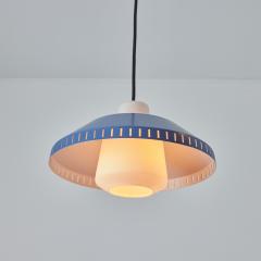 Stockmann Orno 1960s Blue Metal and Opaline Glass Pendant Attributed to Lisa Johansson Pape - 3002630