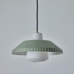  Stockmann Orno 1960s Green Metal Opaline Glass Pendant Attributed to Lisa Johansson Pape - 3002593