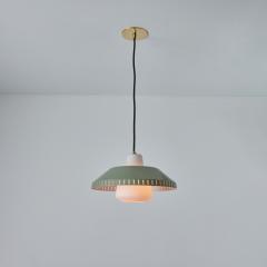 Stockmann Orno 1960s Green Metal Opaline Glass Pendant Attributed to Lisa Johansson Pape - 3002595