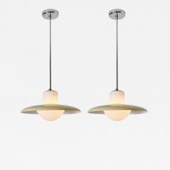  Stockmann Orno Pair of 1950s Glass Metal Ceiling Lamps Attributed to Lisa Johansson Pape - 2578518