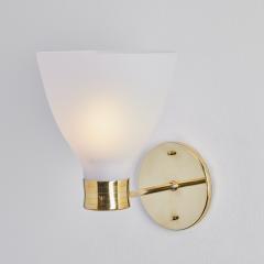  Stockmann Orno Pair of 1950s Lisa Johansson Pape Opaline Glass Brass Wall Lamps - 2645553
