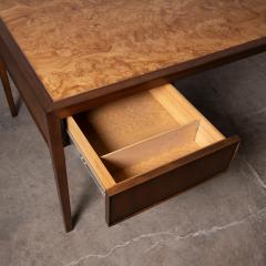  Stow Davis Furniture Co 1960s Stow Davis Walnut and Olive Burl Executive Diplomat s Desk - 4805209