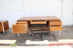  Stow Davis Furniture Co Mid Century Modern Walnut and Aluminium Desk by Alexis Yermakov for Stow Davis - 3211669